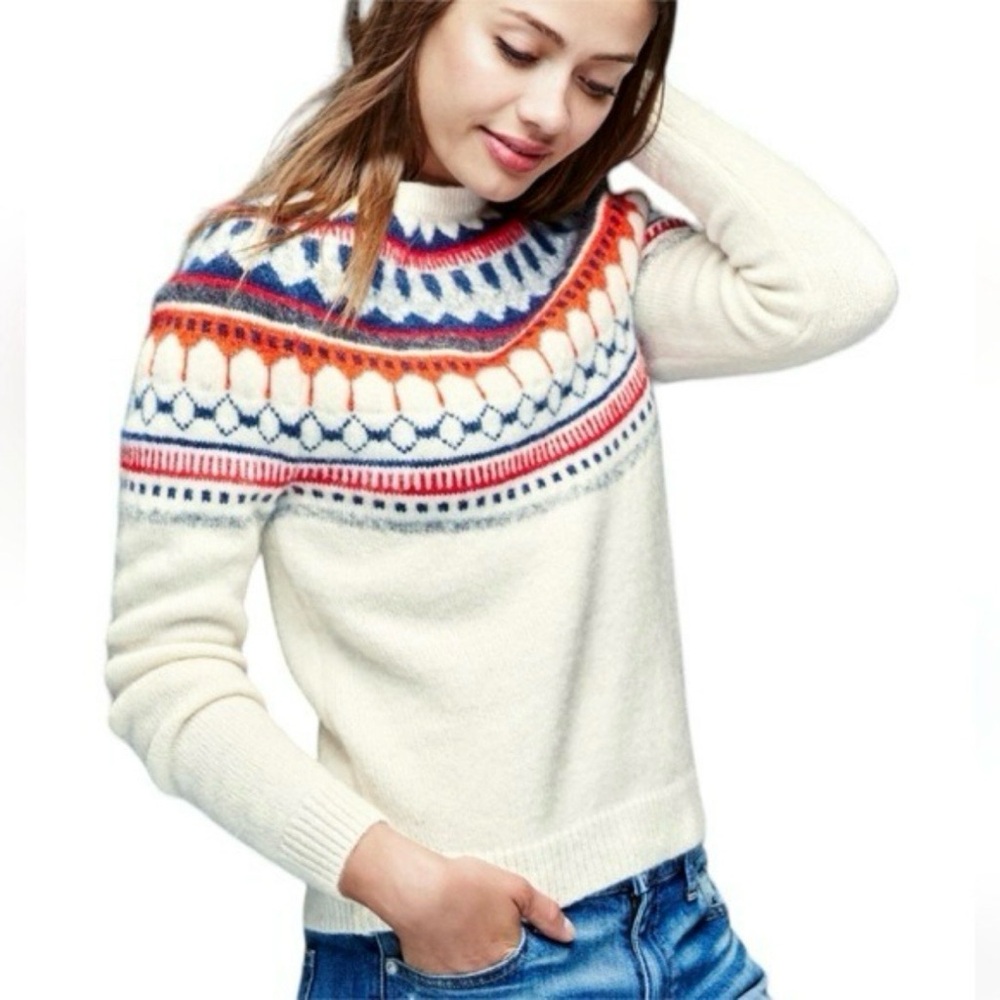 Gap Women’s  Crewneck Fair Isles Mohair Wool Blend‎ Nordic Knit Sweater Sz M